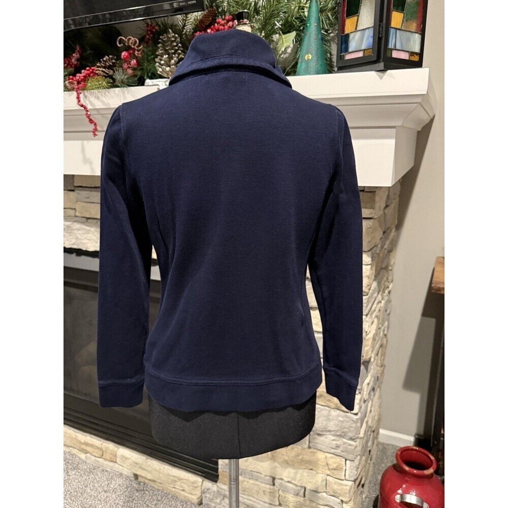 Vintage Lauren Ralph Lauren Blue GOLD Full Zip Sweatshirt Cotton Sz XS Preppy - Picture 2 of 3